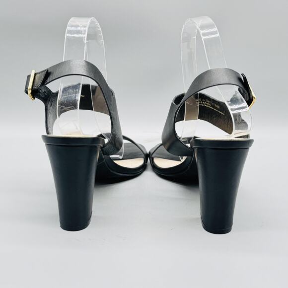 Cole Haan Shoes Women 8.5 Black Leather Grand OS Slingback Sandals Block Heel - Picture 7 of 12